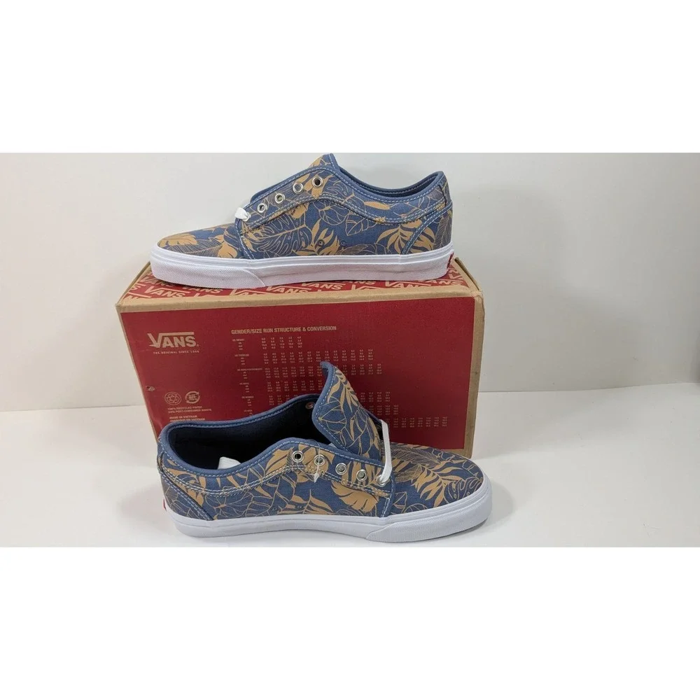 VANS Mens Chukka Low (Leaves) Blue Twill Skateboard Sneakers Shoes Size 10.5
